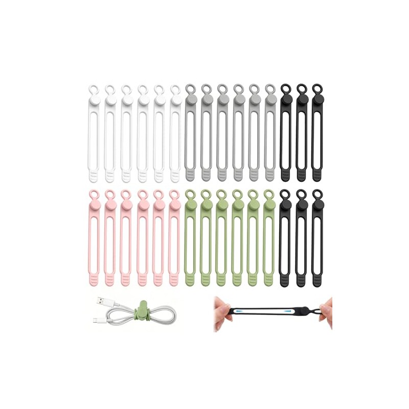 Organizador de Cables de Datos,Cord Cable Organizer，Bridas de Silicona Multifuncionales，2026