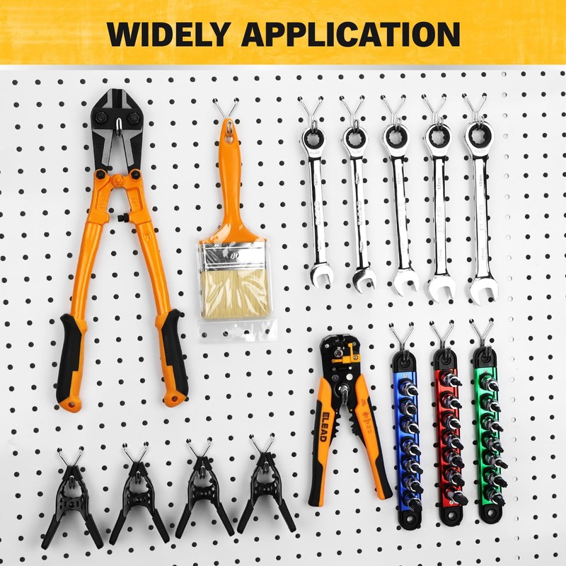 ELEAD 45-Piece Pegboard Hooks J-Hook, Silver J Hooks for Pegboard,