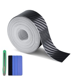 Arespark Carbon Fiber Wrap Black Vinyl Wrap, Cars Window Door Trim Universal Chrome Delete Vinyl Tape, Door Edge Guards Vehicle Protection Tape Auto Accessories with Free Tool Kit (1in x 30ft)