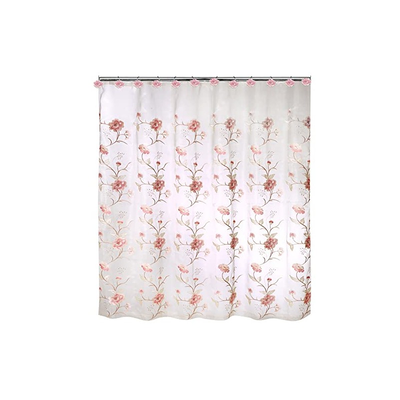 Popular Bath Dublin Rose Collection Shower Curtain Beige