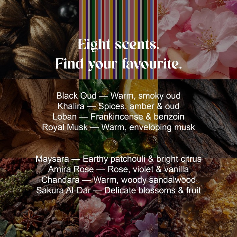 Dhrya Majestic Blend Incense Sticks, 8 Scent Variety Pack, Rosewood