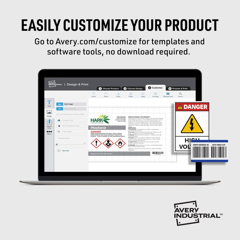 Avery Removable Label Safety Signs, 3-1/2" x 5", Water/Chemical Resistant,