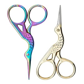 YANGWEN Embroidery Scissors,2PCS Sewing Embroidery Stork Scissors Stainless Steel Stork Sewing Scissors Vintage Scissors Suitable for Handcrafts,Embroidery,Sewing,DIY Crafting