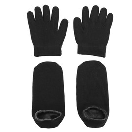Gel Gloves Socks Set Moisturizing Soft Essential Oil Gloves Socks for Women Men Dry Cracked Feet Hands Black