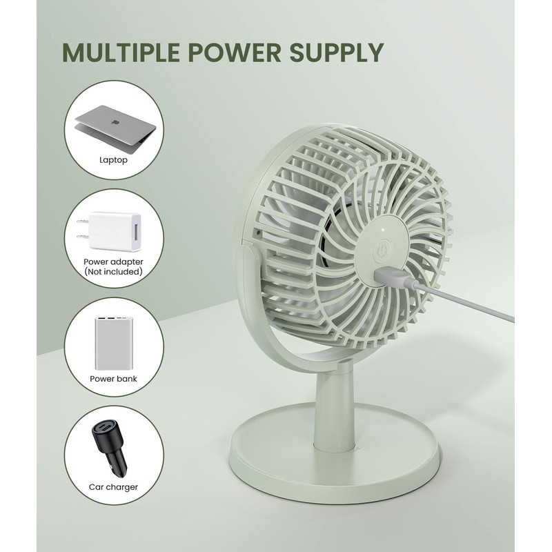 LEMOISTAR Small Personal USB Powered Fan with 4 Speeds, Portable