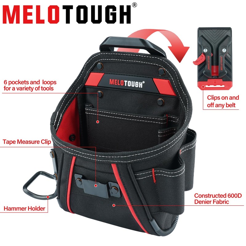 MELOTOUGH Nail Screw Work Pouch Electrican Tool Pouch with Quick