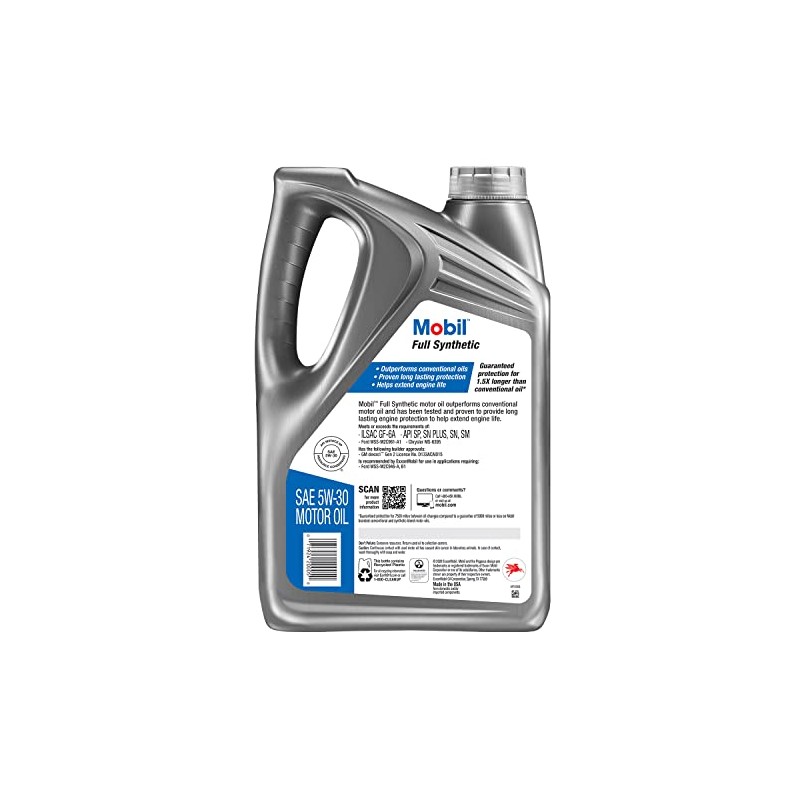 Mobil Full Synthetic Motor Oil 5W-30, 5 Quart