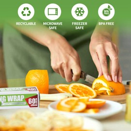 WRAPOK 1 x Cling Film Food Grade Wrap Plastic Catering Foodservice Tools for Kitchen, 300 mm x 60 m