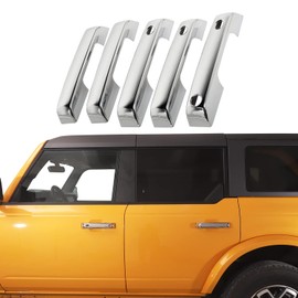 Jeliker for Bronco Door Handle Inserts Trim Cover, Tailgate Handle Cover for Ford Bronco 2021 2022 2023 Exterior Accessories Chrome 5 PCS (NOT for Sport)