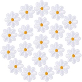 Pack of 20 Daisy Iron-On Patches, Flower Patches, Appliques for Sewing, Exquisite Embroidery, Iron-On Patches, for Iron-On Crafts, DIY Decorative Patches, Adults Children