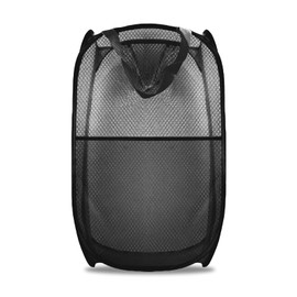 Buyongwant Collapsible Pop Up Laundry Hamper, Mesh Foldable Laundry Basket, Extra Large - 28" x 16" x 16"(Black)