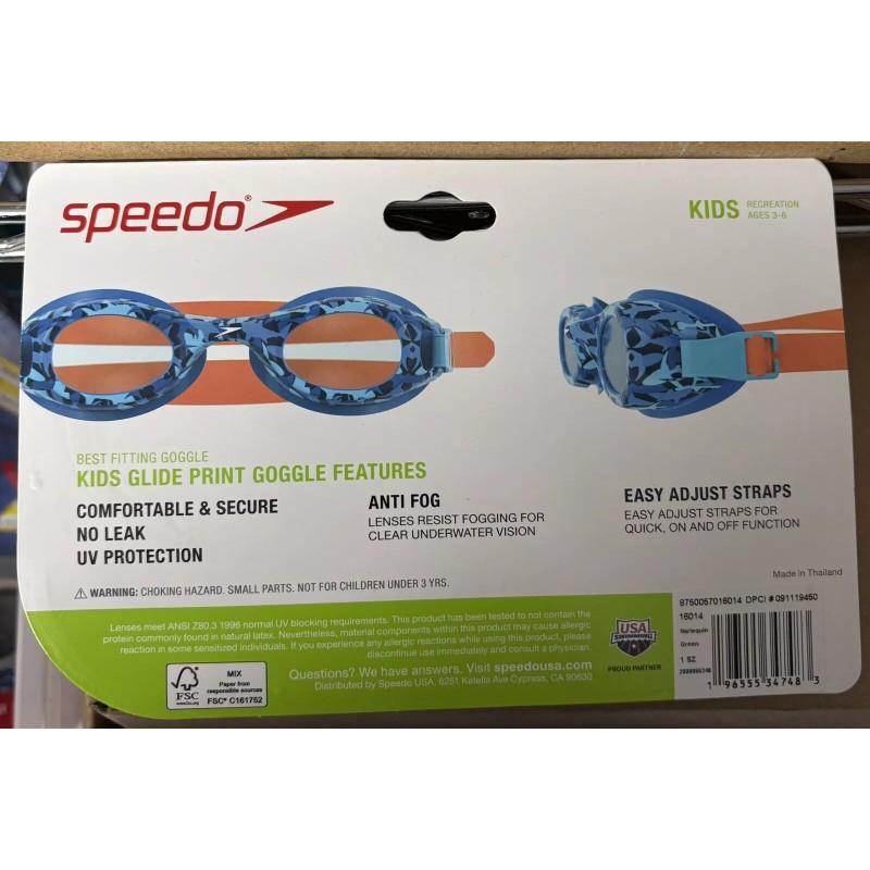 Speedo Kids' Glide Print Swim Goggles - Age 3-6 Yellow/Pink