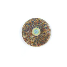 Prajet Energized Orgonite Healing Crystal Round Tea Coaster Approx. Diameter 3.5 inch thickness 0.5 inch (Mix Chakra Coaster Orgone)