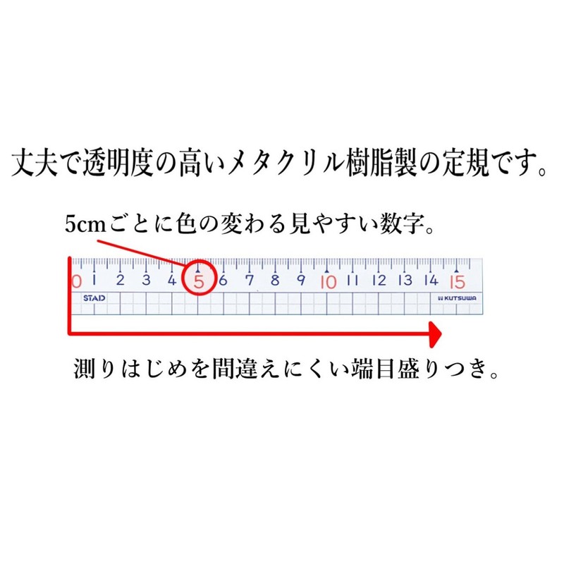Kutsuwa AP03A STAD Math Ruler Set with Compass