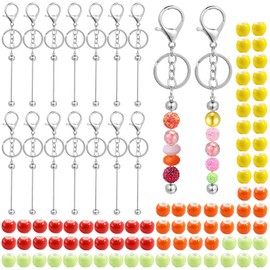 94 Pieces Beadable Keychains Set, Beads Keychain Making Kit Bulk Keychain Bar Blanks DIY Keychains Kit Bead for Making Crafts DIY Beadable Supplies Gift