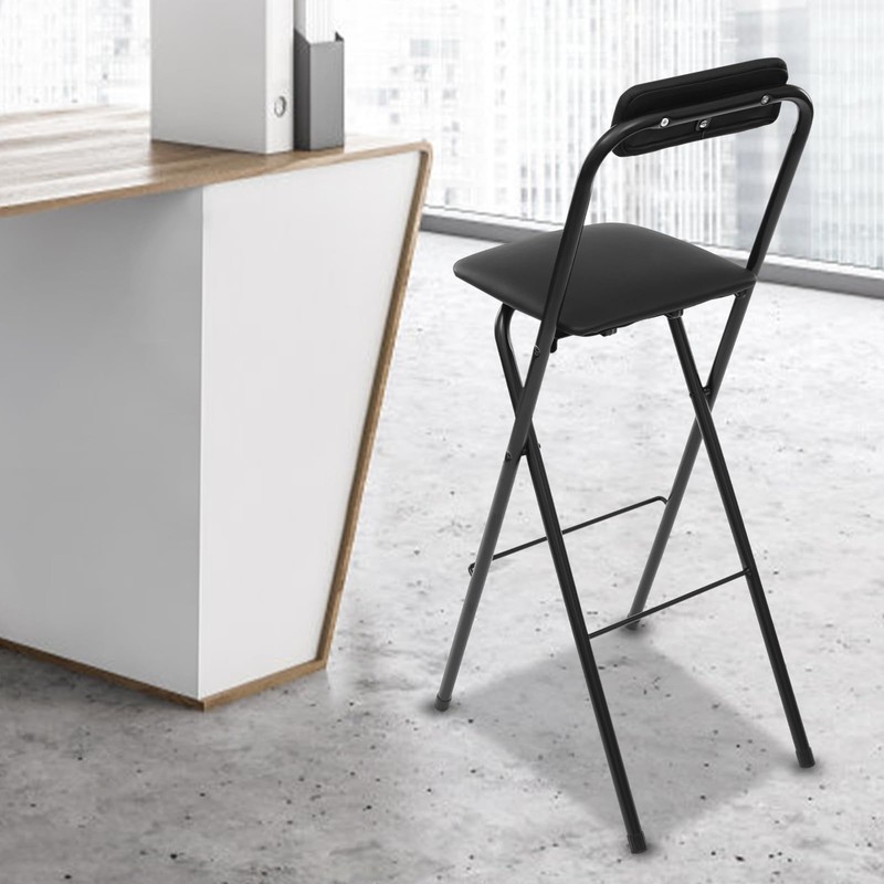 LUNUMAOS 29" Tall Chair,Cushioned Padded Folding Bar Stool,Bar Stool,Portable Folding