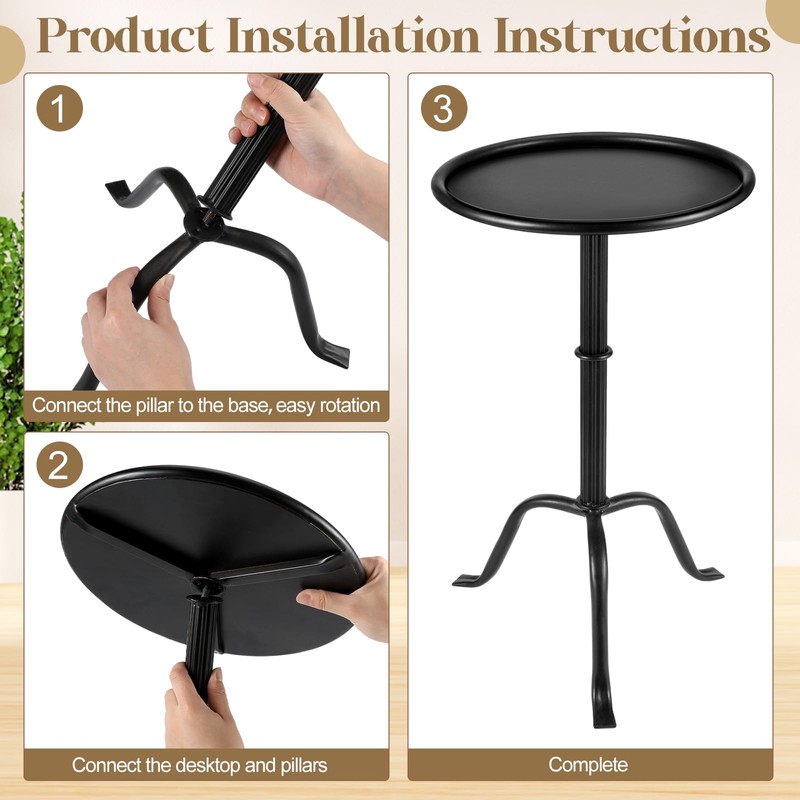 RattanView 1 Pcs Metal Martini Table Pedestal Small Side Table