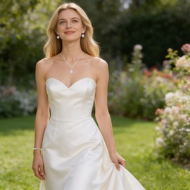 Boda Juego de Joyería Para Mujer, Juego de Collar y Pendientes de Plata de Ley 925 Para Mujer, Romántico Regalo de Mamá Esposa Boda Cumpleaños, Regalo de San Valentín