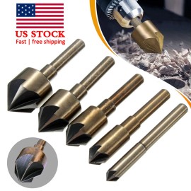 5x HSS Woodworking Chamfer Drilling Tool Countersink Drill Bits Cut 6mm Shank US
