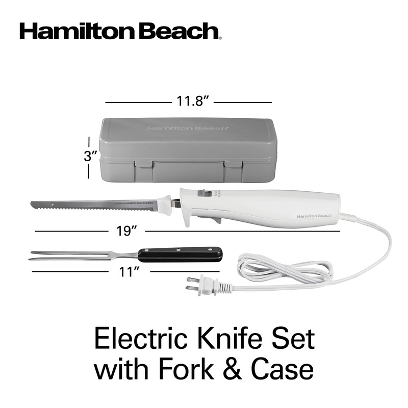 Hamilton Beach Electric Knife Set with Reciprocating Serrated Blades, Storage