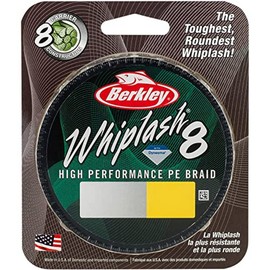 Berkley Whiplash 8 Braided Fishing Line - 100% Dyneema 8 Strand Braid for Saltwater and Freshwater Fishing, Yellow, 27.7kg | 61lb| 300m