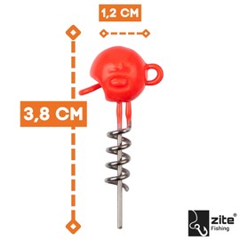 Zite Fishing Screw-In Jigs 5-20 g Pack of 5 | Screw Jig Heads Lead Durable Predator Fishing | Screw Spiral Rubber Fish System | Corkscrew Screw Jigheads Pike, Zander, Perch (UV-Active, 10 g)