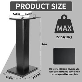 bimiti 24 Inch Speaker Stands Wood Grain Universal Floor Speaker Stands Pair Heavy Duty Surround Sound Speaker Monitor Stand for Home Theater with Sand Filling Tuning Function - Black