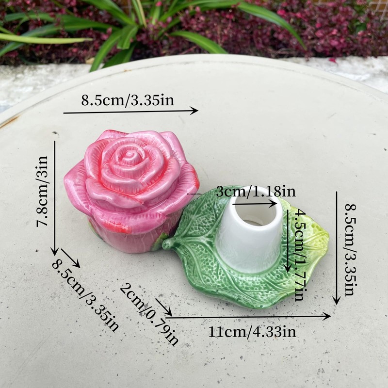 Minigift Ceramic Toothpick Holder ,Hand-painted Rose Flower Toothpicks Dispenser，Table Decoration（RoseRed）