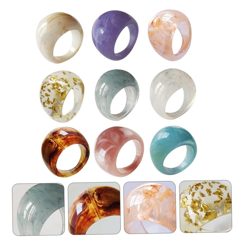 BESPORTBLE Fashionable Ring Set Resin Fine Workmanship Elegant Personality Anniversary