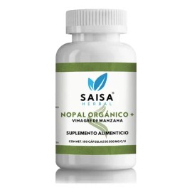 Nopal Orgnico  Vinagre De Manzana  100 Cpsulas 500 Mg  Saisa Herbal  Control De Peso y Colesterol  Digestin Saludable  100 Natural                    