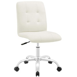 Modway Prim Ribbed Armless Mid Back Swivel Conference Office Chair In White