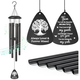 Memorial Gifts for Loss of Son,Sympathy Gifts for Loss of Son,25'' Sympathy Wind Chimes Condolence Gift,Bereavement/Memorial Gifts in Memory of Sons Grief Remembrance Funeral Condolences(Black)