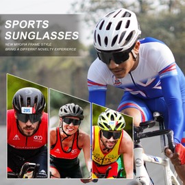 suoso Sports Glasses Sunglasses Men Women Cycling Glasses Sunglass Men Polarised UV400 Women's Ski Sunglasses Quick Glasses Rave Cycling Bicycle Fishing Road Bike Glasses 4-Black Grey