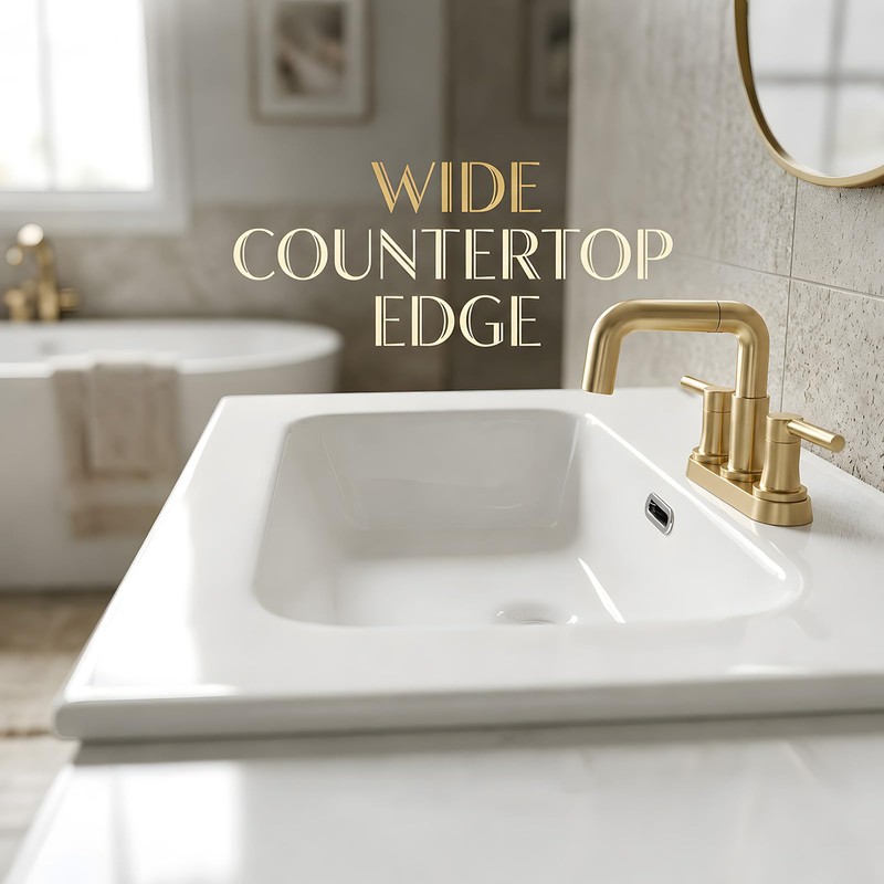 24" x 18.1" Glossy White Ceramic Drop-in Bathroom Sink, 3-Hole