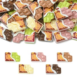 Stiesy 50 Stück 5 Farben Schokoladenharz-Schleim-Charms Cabochons Imitation Lebensmittel Charms für Schmuckherstellung DIY Kuchen Dekor Zubehör Scrapbooking Zubehör