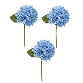 Angel Isabella Pack of 3-Artificial Real Touch Hydrangea Stem Perfect Home Decoration Centerpiece DIY Wreath Bouquet Boutonniere (Light Blue)