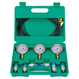 YFIXTOOL Hydraulic Pressure Test Kit 250/400/600bar, Hydraulic Test Gauge Kit with 6 Couplings, 3 Test Hoses, 3 Pressure Gauges