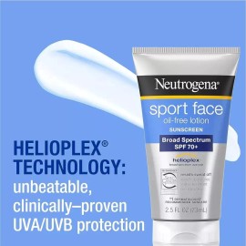 Neutrogena Sport Face Sunscreen SPF 70+ Oil-Free Facial Lotion with Broad Spectrum 2.5fl.oz