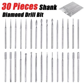 HaoTrade 30 Pieces Diamond Grinding Bit Set, 2.35mm Diamond Burr Bits Titanium-Coated Rotary Bits for Grinding Polishing Stone Carving Wood/Jewelry Ceramics