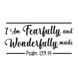 Family Fearfully & Wonderfully Made Loving Quote Wall Decal Decoration Beautiful Bible Verse Psalm 139:14 Wonderfully Made Lasts Years and Easily Removable - Size: 10 in(W) x 9 in(H)