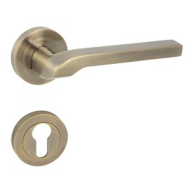 domino Door Handle Set PZ Profile Cylinder Set Round Rosette Door Handle for Office Door, Cellar Door & Interior Door Fittings Aluminium Bronze Door Handle Set NEMO-R M3