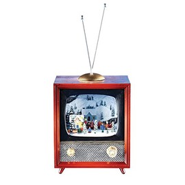 Christmas by Roman Inc., Amusements Collection, 5.75" H Musical LED TV Village,Lantern, Snow Globe, Holiday Home Décor, Santa, Cardinal, Nutcracker, Snowman, Reindeer (5x4x4)