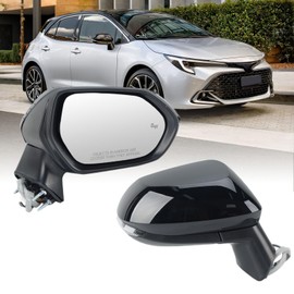 Right Passenger Side Mirror Compatible with Toyota Corolla 2020 2021 2022 2023 2024 Power Glass Manual Folding Turn Signal Indicator Blind Spot Detection Heated 7 Pins Black