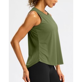 G Gradual Workout Tank Top for Women Sleeveless Athletic Yoga Tops High Neck Quick Dry Running Tennis Sports Shirts for Women(Olive,XS)