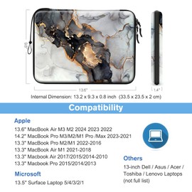 FINPAC - Funda rígida para portátil MacBook Air M3 M2 M1 2024 de 14 Pulgadas, MacBook Pro M3/M2/M1 A2918 A2992 A2779 A2442, Funda Impermeable para DELL, Surface Laptop, HP, Acer, mármol Nublado