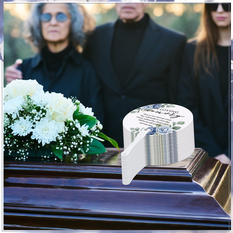 Teling 100 Pcs Funeral Favors Round Fans Bulk Plastic Handheld