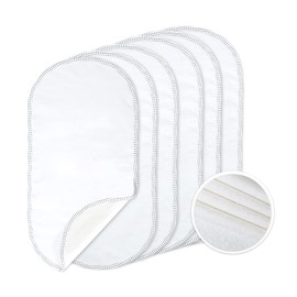 TILLYOU Waterproof Changing Pad Liners 6 Pack, 100% Cotton Reusable Cloth Diaper Liners, White