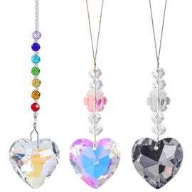 3 PCS Heart Crystal Suncatcher Prisms Colorful Love Shape Suncatcher Hanging Ornament Rainbow Pendants Home Garden Car Decoration for Home Windows Hanging Indoor Outdoor Balcony Aesthetic Patio Garden
