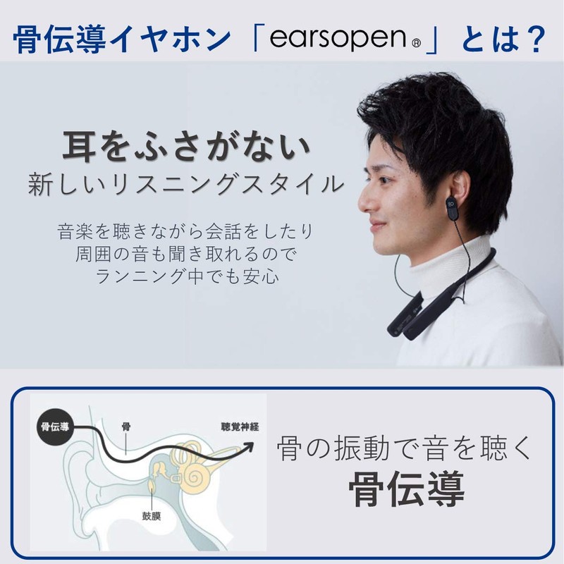earsopen BT-5 CL-1002(ブラック) ワイヤレス骨伝導イヤホン