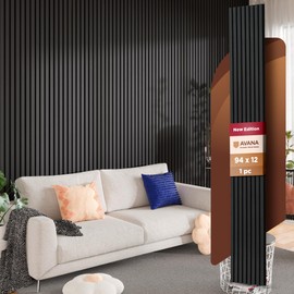 Avana Modern Acoustic Wood Wall Panels – 94.4 X 12.6 Inch Black Oak Acoustic Panels 1 PC – Wall Panels For Interior Wall Decor For Homes, Offices, Studios – Sturdy And Durable Wood Panels For Wall